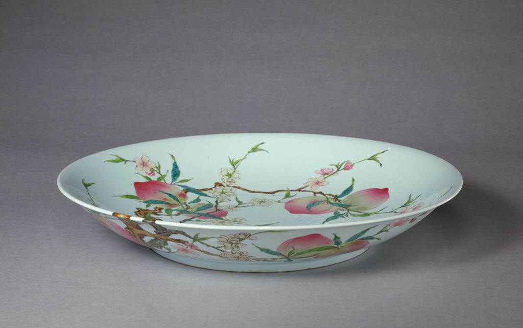 图片[2]-Pink painted peach tree plate-China Archive